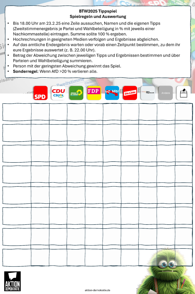 Eine Tabelle mit Logos und Platz zum Ausfüllen, möglicherweise für eine Umfrage oder Bewertung.